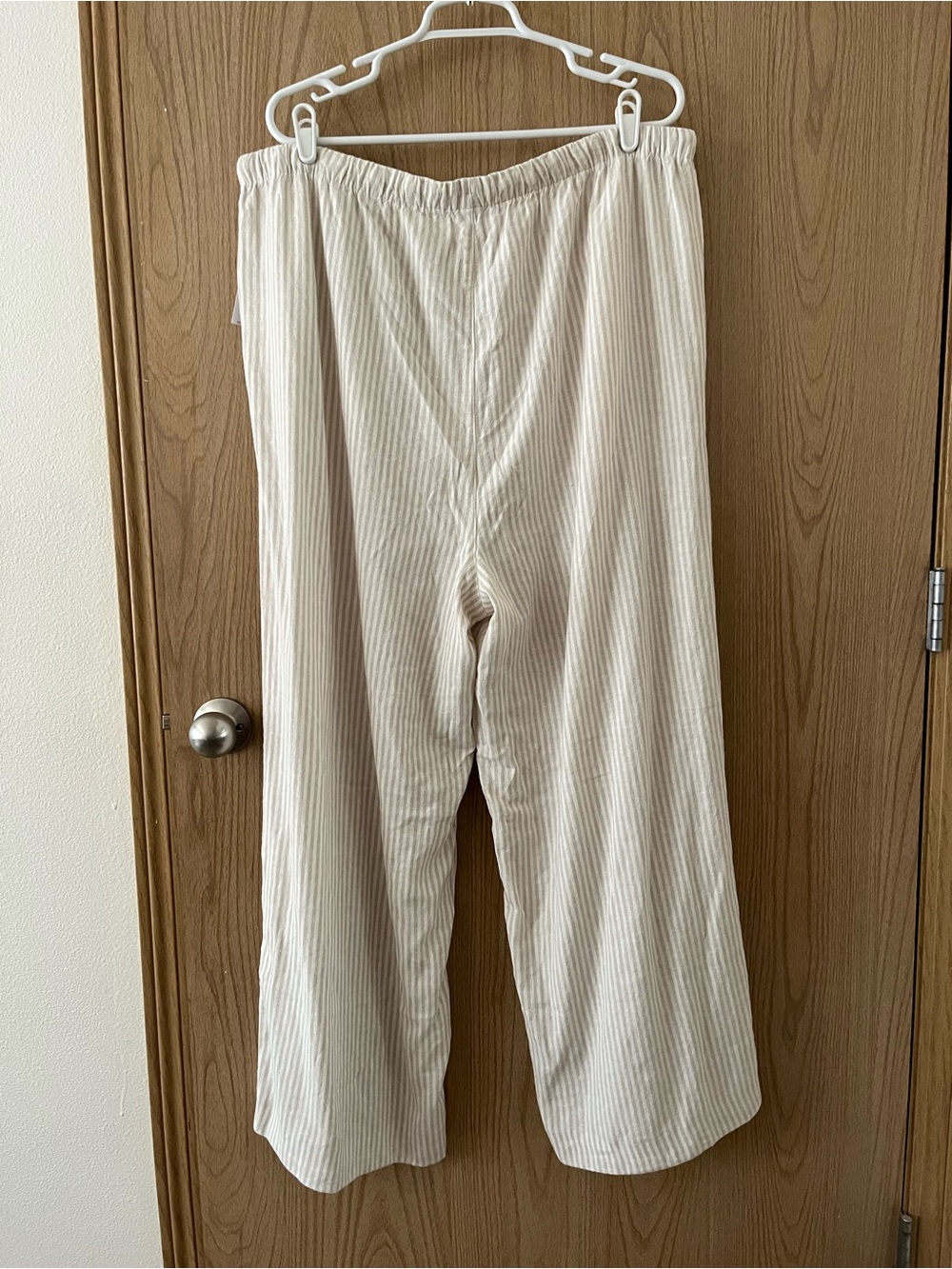 NWT Old Navy High-Waisted Linen-Blend Super Wide-Leg Pants in White Strip - Picture 6 of 13